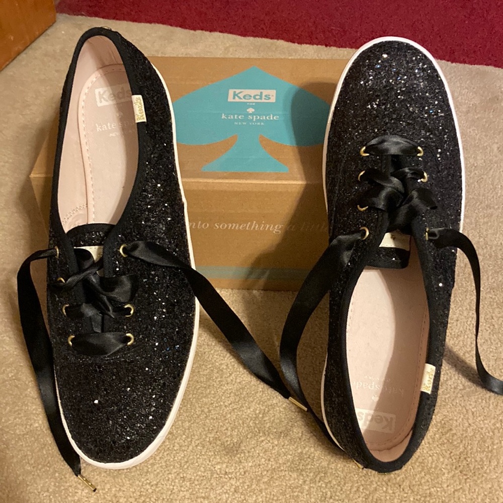 Black sparkly Kate Soade Keds